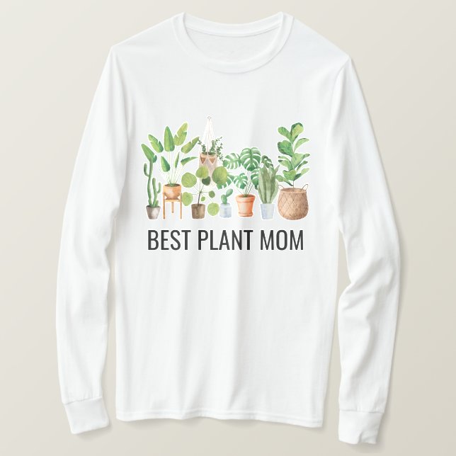 Zitat der besten Pflanze-Mama Wasserfarben-Haushal T-Shirt (Design vorne)