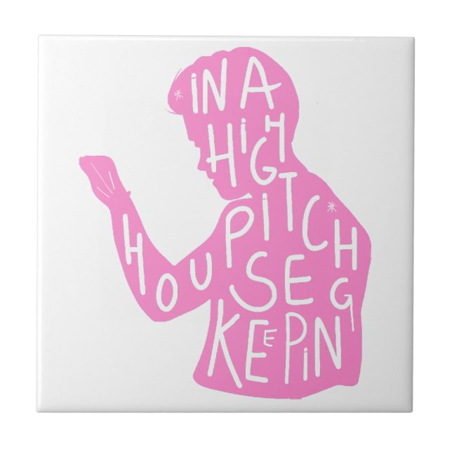 Zitat der Silhouette in Pastellrosa Fliese (Vorderseite)