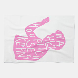 Zitat der Silhouette in Pastellrosa Geschirrtuch