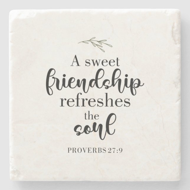 Zitat der "Sweet Friendship Bible Verse Hand Lette Steinuntersetzer (Vorderseite)