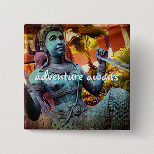 Zitat des Abenteuers der Blauen Antike Button