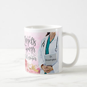 Zitat des personalisierten Arztes Nurse Blumengel Kaffeetasse