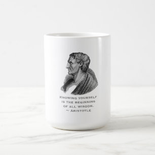 Zitat Erkenne dich selbst Philosoph Aristoteles Kaffeetasse