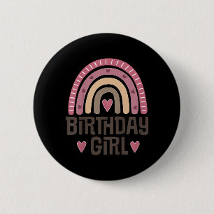 Zitat Geburtstagsmädchen Boho Regenbogen Button