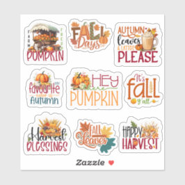 Zitat Happy Harvest Herbst Herbstsaison Set 9 Aufkleber