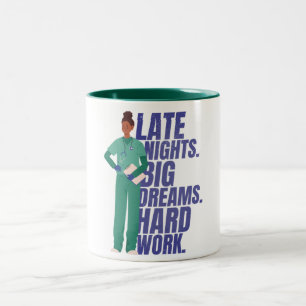 Zitat harte Arbeit Krankenschwester Zweifarbige Tasse