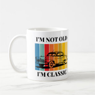 Zitat im nicht alt im klassischen Auto Kaffeetasse