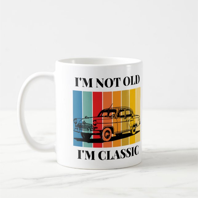 Zitat im nicht alt im klassischen Auto Kaffeetasse (Links)