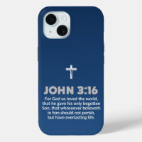 Zitat John 3:16 Crucifix: Blue Gradient Bible Vers