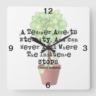 Zitat Lehrer-Uhr-Henrys Adams Quadratische Wanduhr