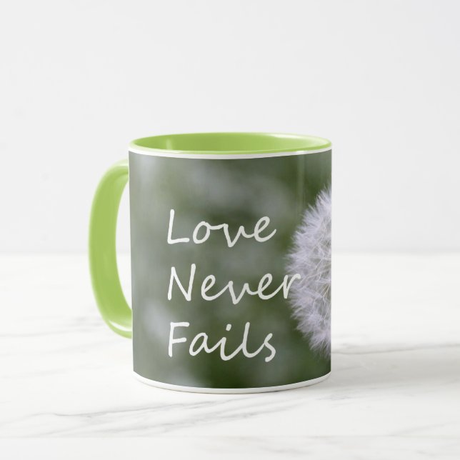 Zitat Liebe Versage Dandelion 1 Korinther 13 Tasse (Vorderseite Links)