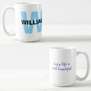 Zitat mit modernen Monogramm-Initialen und Namen Kaffeetasse