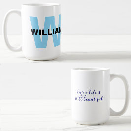 Zitat mit moderner Monogram-Initial und Name Kaffeetasse