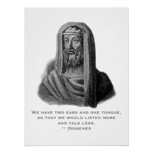 Zitat-Porträt des griechischen Philosophen Diogene Poster