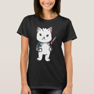 Zitat Samurai Katze Katana Ninja Yakuza Tattoo T-Shirt