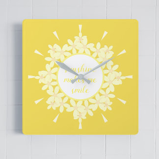 Zitat Sonnenschein Gelb Daisy Blume Wall Uhr