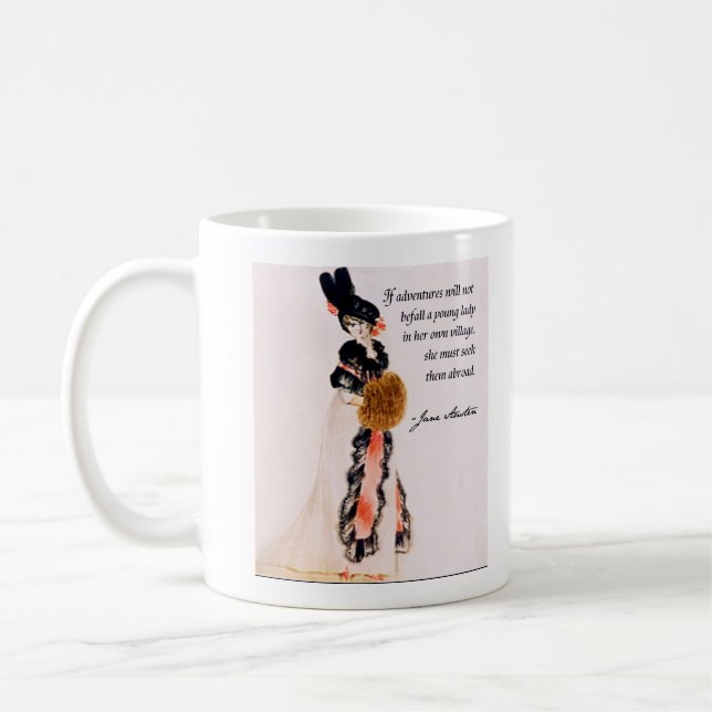 Zitat-Tasse Janes Austen Kaffeetasse (Links)
