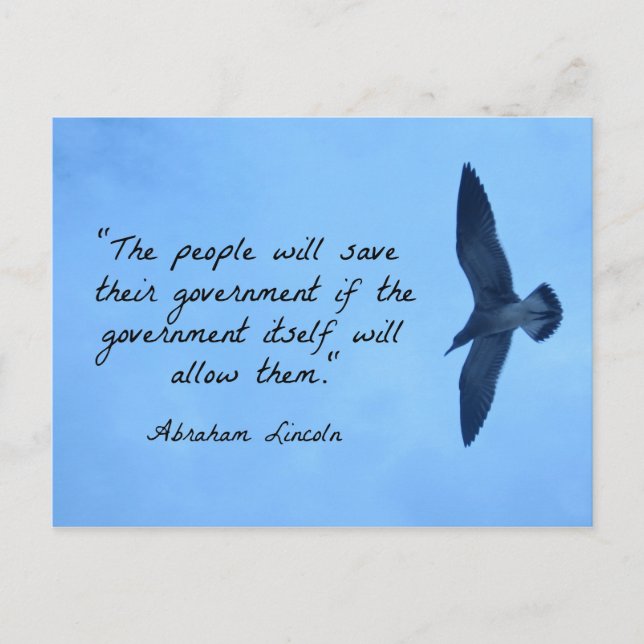 Zitat über Amerika von Abraham Lincoln Postkarte (Vorderseite)