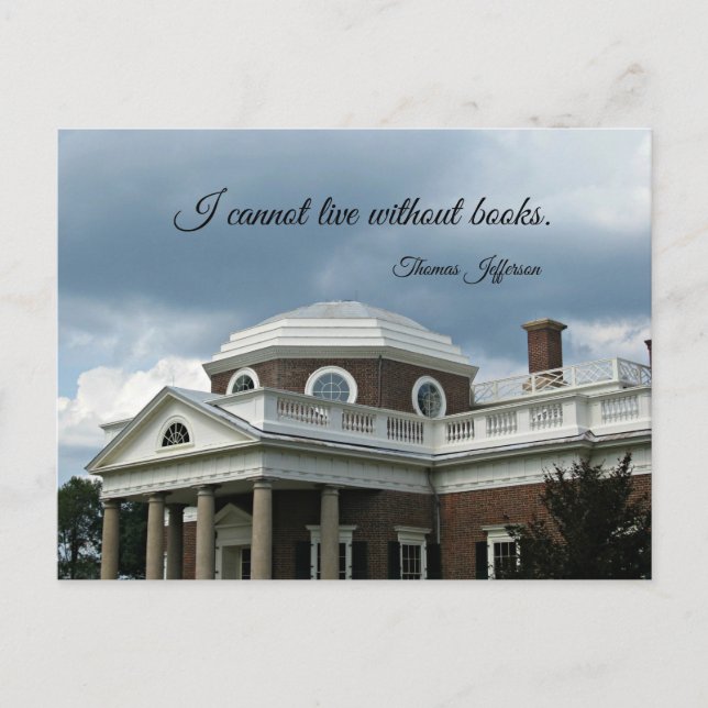 Zitat über Bücher von Thomas Jefferson Postkarte (Vorderseite)