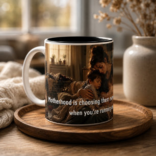 Zitat über Mutterschaft Emotionale Mutter Kunst Zweifarbige Tasse