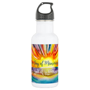 Zitat und Aquarell-Sonnenuntergang über dem Wasser Edelstahlflasche