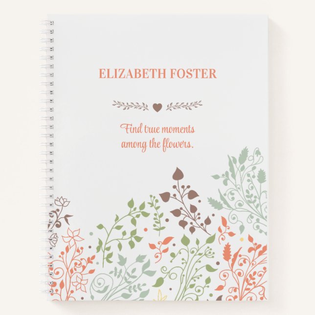 Zitat von Boho Floral Inspiration Notizbuch (Vorderseite)