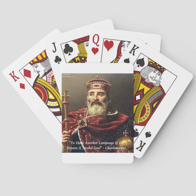 Zitat von Charlemagne und berühmten Sprachen Spielkarten (Rückseite)