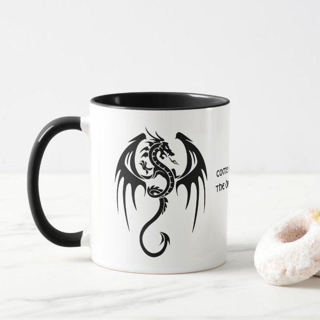Zitat von Drachen im keltischen Stil und Shakespea Tasse (Mit Donut)