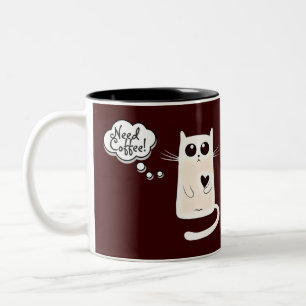 Zitat von einsamen Herzen Cat Coffee Lovers Zweifarbige Tasse
