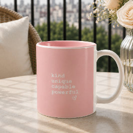 Zitat von inspirierendem Rosa und weißem Herz Zweifarbige Tasse