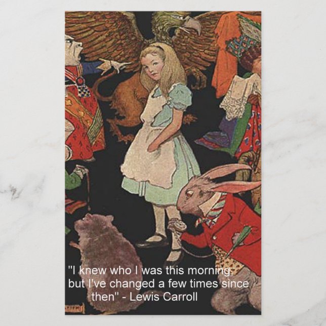 Zitat von Lewis Carroll Illustration & Mind Change Briefpapier (Vorderseite)