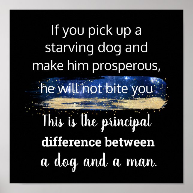 Zitat von Mark Twain zum Hungerhund Poster (Vorne)