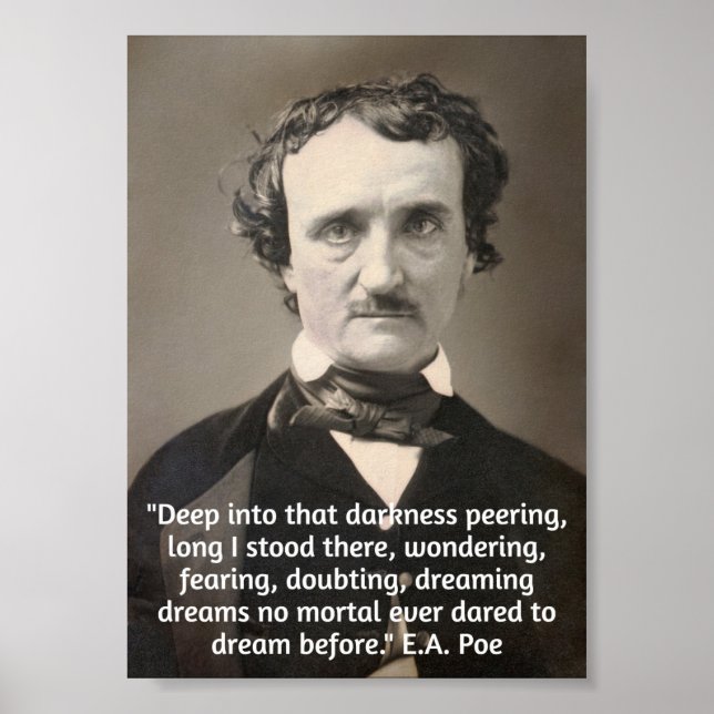 Zitat von Poe on Darkness and Dreams Poster (Vorne)