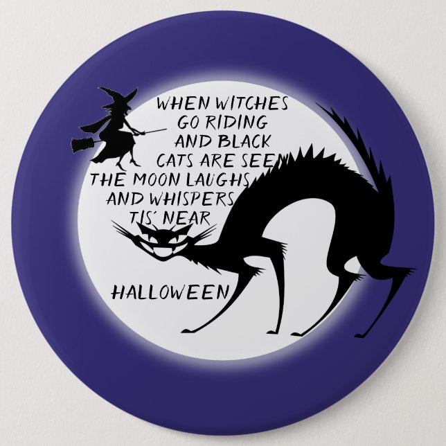 Zitat von schwarzen Katzen und Hexen Button (Vorderseite)
