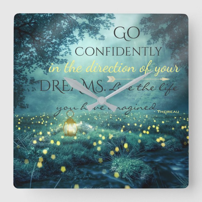 Zitat von Whimsistischen Inspirierend Träumen Quadratische Wanduhr (Vorderseite)