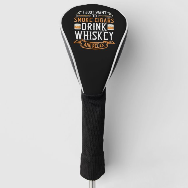 Zitat von Zigarren und Whiskey Golf Headcover (Vorderseite)