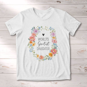 Zitat 'Weltbeste Tochter' Farbige Blumen Tri-Blend Shirt
