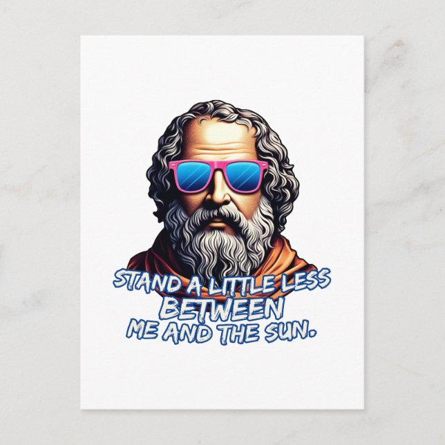 Zitat zu coolen Diogenese Postkarte (Vorderseite)