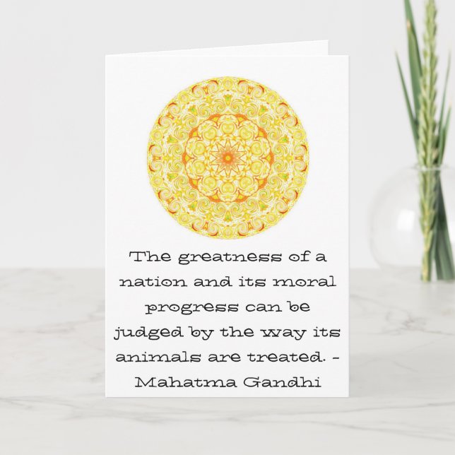 Zitat zu den Tierrechten: Mahatma Gandhi Karte (Vorderseite)