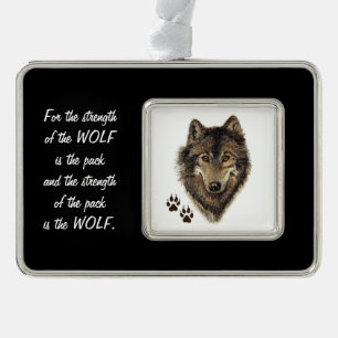 Zitat zu Familienpaketen Wolf Leiter Tierart Rahmen-Ornament Silber