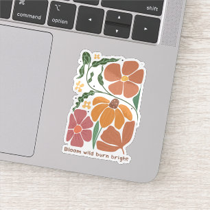 Zitat zu Retro-Boho-Blumenbefall Aufkleber