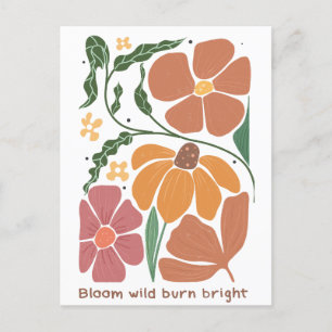 Zitat zu Retro-Boho-Blumenbefall Postkarte