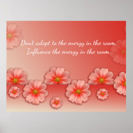 Zitat zu sanften Pfirsich- und rosa Blume Poster