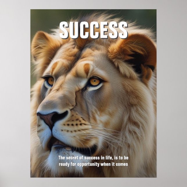 Zitat zum Erfolg von Lion Inspiration Poster (Vorne)