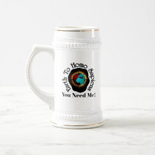 Zitat zum Homo Sapiens Earth Day Bierglas