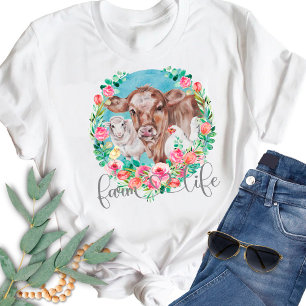Zitat zum Landleben Familie Bauernhof Hühner Kühe  T-Shirt