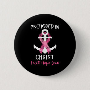 Zitat zum rosa Brustkrebs, verankert in Christus G Button