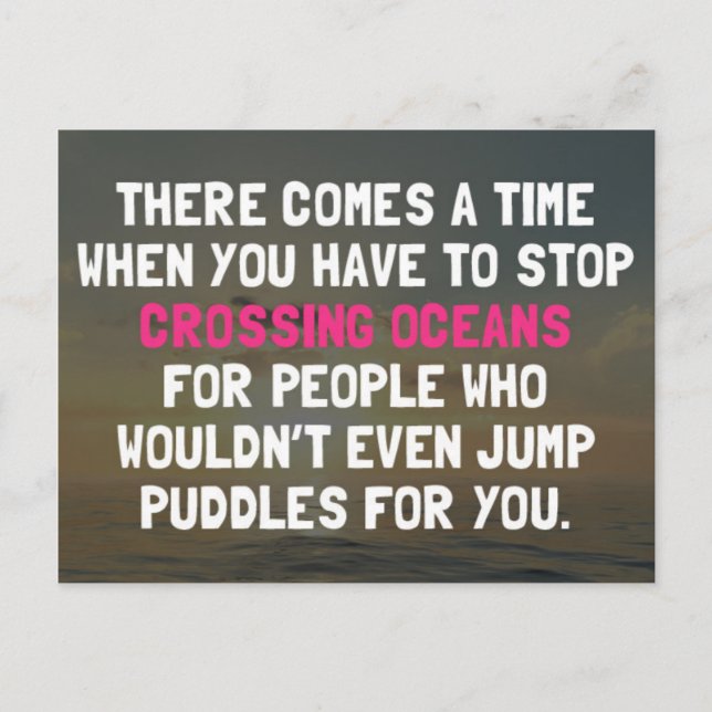 Zitat zum Überqueren der Ozeane Postkarte (Vorderseite)