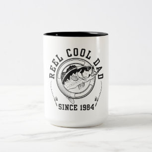 Zitat zur Fischerei: Cooler Vater seit 1984 Zweifarbige Tasse
