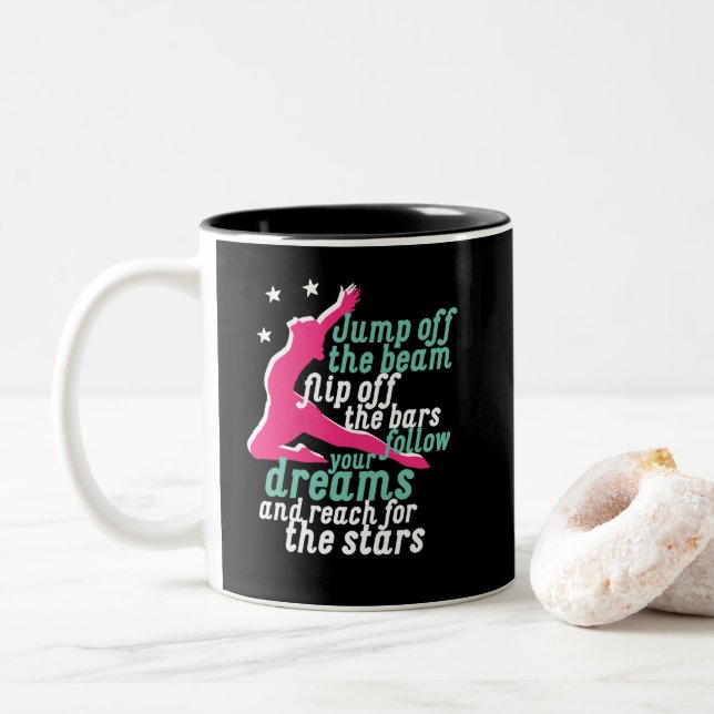 Zitat zur Inspiration für Gymnastik Zweifarbige Tasse (Mit Donut)